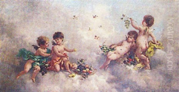 Putti In The Clouds Oil Painting by Charles Augustus Henry Lutyens