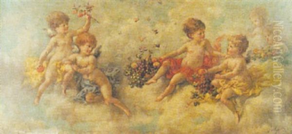 Putti Disporting Oil Painting by Charles Augustus Henry Lutyens