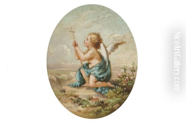 Angel Holding A Cross Oil Painting by Sir Edwin Landseer Lutyens