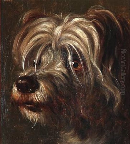 Two Dog Portrayals Oil Painting by N. A. Luetzen