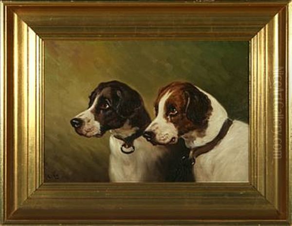 Portrait Of Two Sporting Dogs Oil Painting by N. A. Luetzen