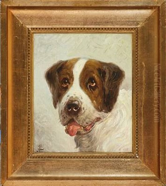 A Dog Oil Painting by N. A. Luetzen