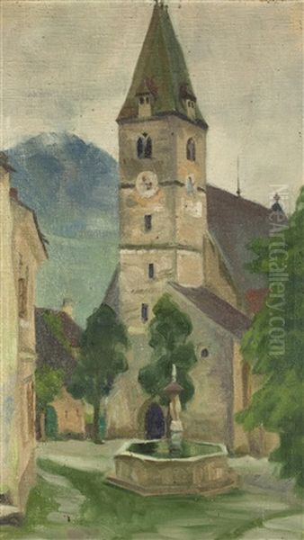 Gebirgsdorf Oil Painting by Paula Lutzenburger