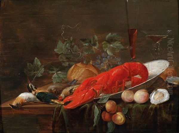 Still Life With Lobster Oil Painting by Christiaan Luycks