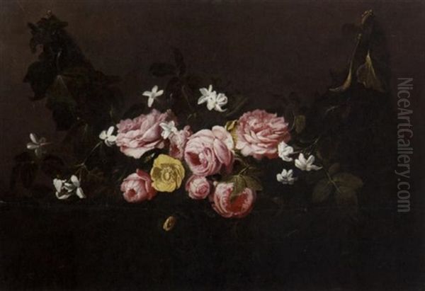 Gebinde Von Rosen Oil Painting by Christiaan Luycks