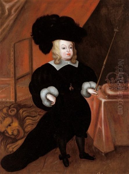 Bildnis Erzherzog (infant) Karl, Des Spateren Konig Karl Ii. Von Spanien Mit Dem Orden Vom Goldenen Vlies Und Der Spanischen Konigskrone Oil Painting by Frans Luyckx