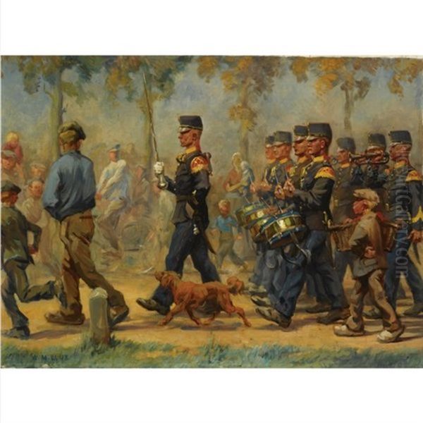 The Marching Of The Royal Military Band Oil Painting by Arie Martinus Luyt