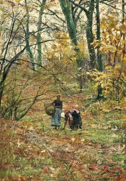 Deux Femmes Dans La Foret Oil Painting by Jean-Henri Luyten