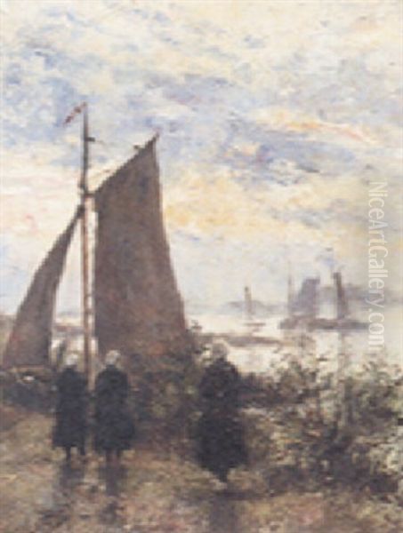 The Fisherman's Return Oil Painting by Jean-Henri Luyten