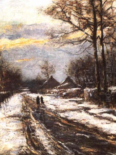 Winterlandschap Oil Painting by Jean-Henri Luyten