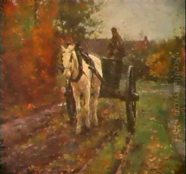 Het Gespan. L'attelage. Oil Painting by Jean-Henri Luyten