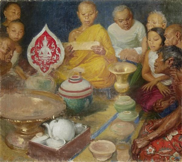 Ceremony, Thailand Oil Painting by Cleto Luzzi