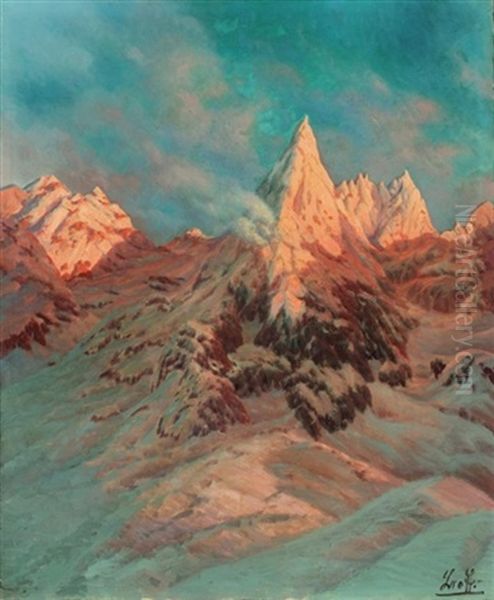 Mountain Peaks Oil Painting by Petr Ivanovich Lvov