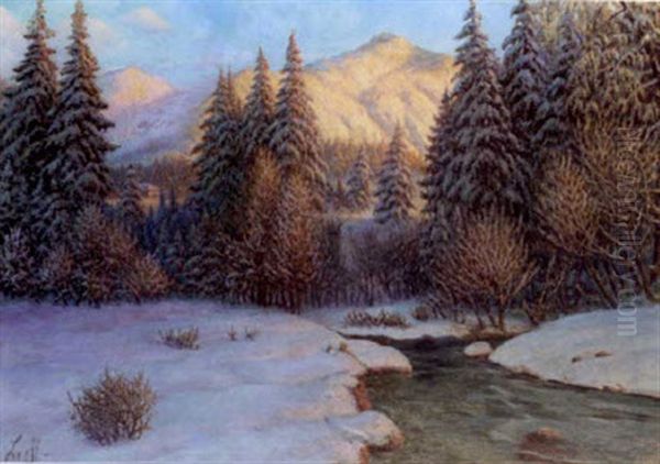 Winter Landscape Oil Painting by Petr Ivanovich Lvov