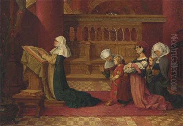 Saint Elizabeth Of Hungary Oil Painting by Theophile (Marie Francoise) Lybaert