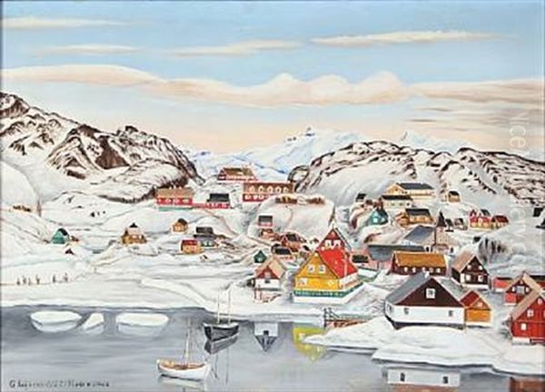 Parti Fra Maniitsoq (sukkertoppen) Oil Painting by Gerth Lyberth