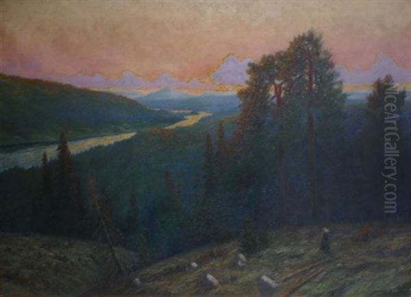 Paysage De Montagne Oil Painting by Oscar Lyke