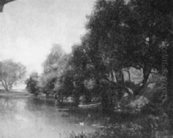 Duck Pond Oil Painting by Joseph Lyman