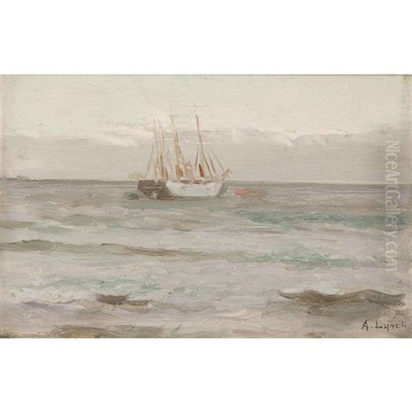 Ship Off The Coast Oil Painting by Albert Lynch