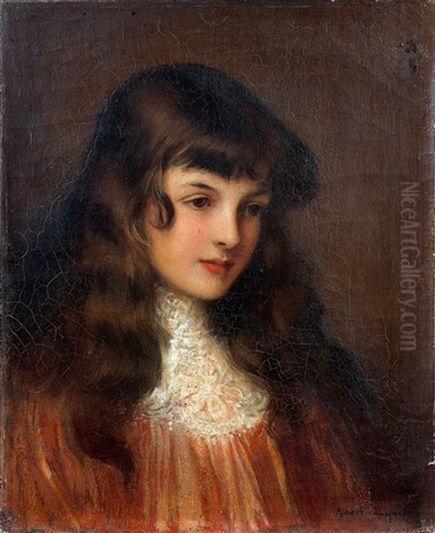 Portrait De Jeune Fille Oil Painting by Albert Lynch