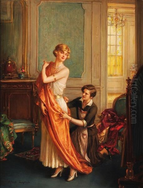 Elegant Se Preparant A Sortir Oil Painting by Albert Lynch