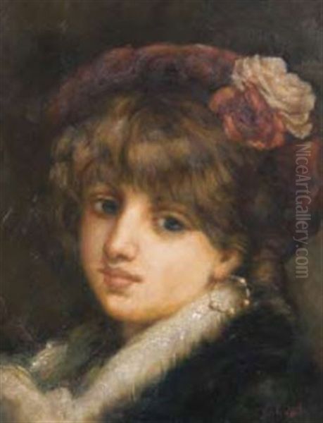 Portrait Of A Young Lady Oil Painting by Albert Lynch