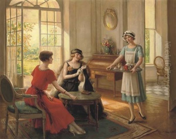 Taking Tea Oil Painting by Albert Lynch