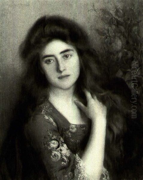 Portrait Of A Girl Oil Painting by Albert Lynch