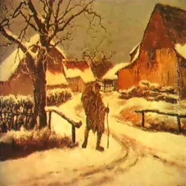 Retour Au Village En Hiver Oil Painting by Amedee (Ernest) Lynen