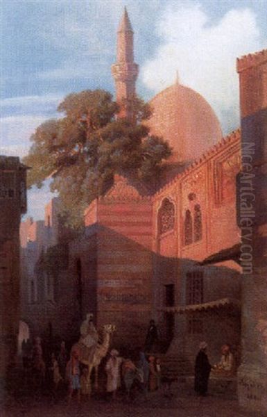 Orientalische Strase Mit Einer Moschee Oil Painting by Anna Lynker