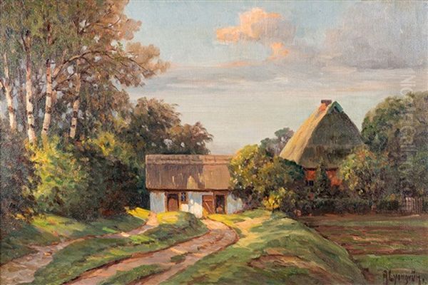 Mecklenburger Gehoft Oil Painting by Arnold Lyongrun