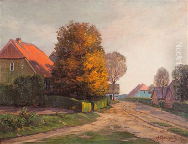 Wieck Dorfstrase Oil Painting by Arnold Lyongrun