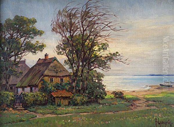 62. Morgen An Der Ostsee. Am Dars Bei Wieck Oil Painting by Arnold Lyongrun