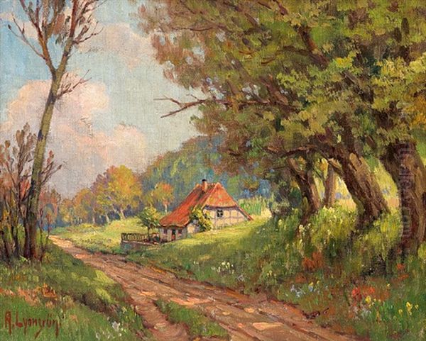 Landschaft Im Schwarzwald Oil Painting by Arnold Lyongrun