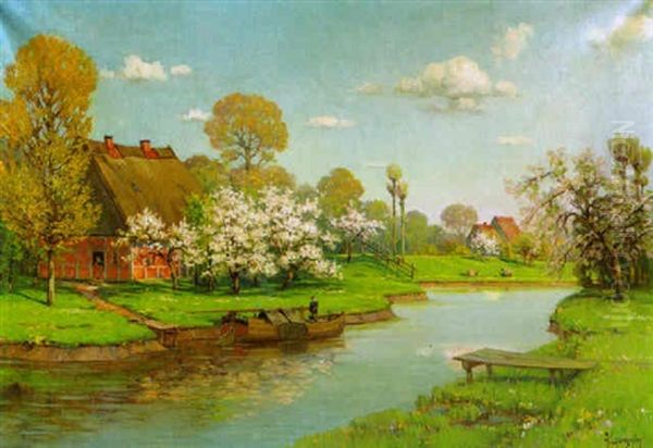 Fruhling An Der Luhe Oil Painting by Arnold Lyongrun