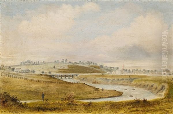 View On The Campaspe Oil Painting by P.J Lysaght