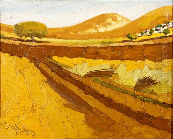 Ploughed Field - Tinos Oil Painting by Nicolas Lytras