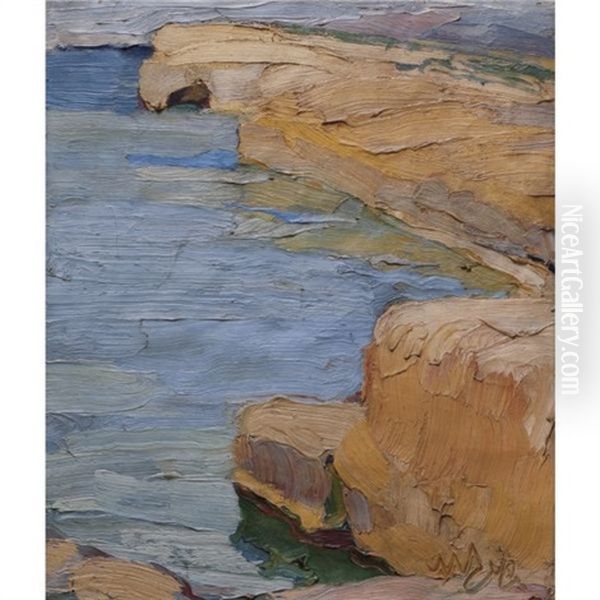 A Rocky Coast Oil Painting by Nicolas Lytras