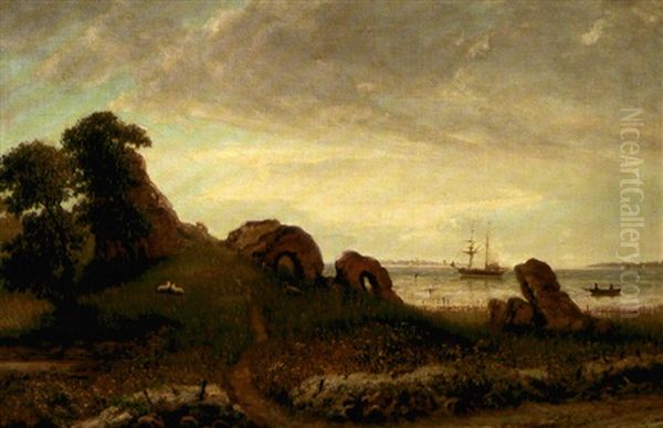 Ruinerne Af Slotter Engelborg Pa Sloto I Nakskov Fjord Oil Painting by Niels Aagaard Lytzen