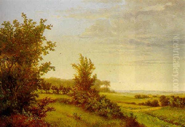 Dansk Sommerlandskab Oil Painting by Niels Aagaard Lytzen