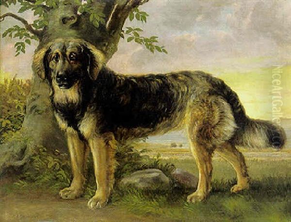 Hund I Strandkanten Oil Painting by Niels Aagaard Lytzen