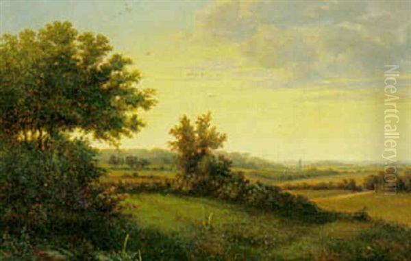 Vid Udsigt Over Sjaellandsk Landskab Oil Painting by Niels Aagaard Lytzen