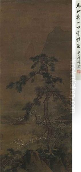 Admiring Plum Blossoms Oil Painting by  Ma Shirong