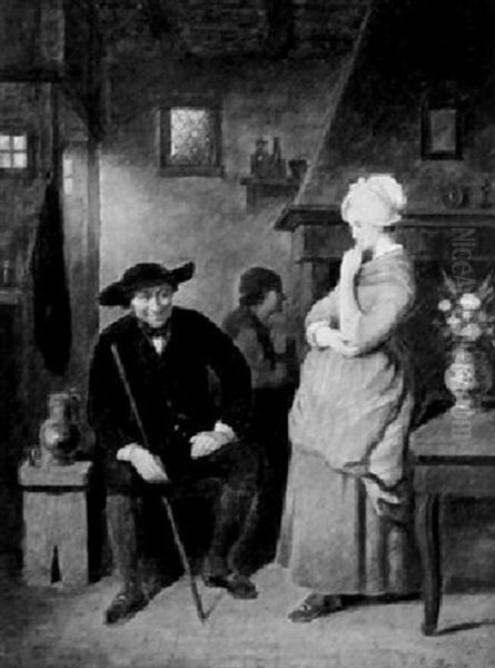 Gesprach In Der Wirtsstube Oil Painting by Johann Maar