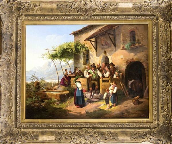 Frohliches Fest An Einer Schanke Oil Painting by Joseph Heinrich Maar