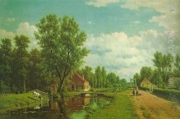 Apeldoorn. Sommertag An Einem Hollandischen Kanal by Jacob Jan van der Maarten