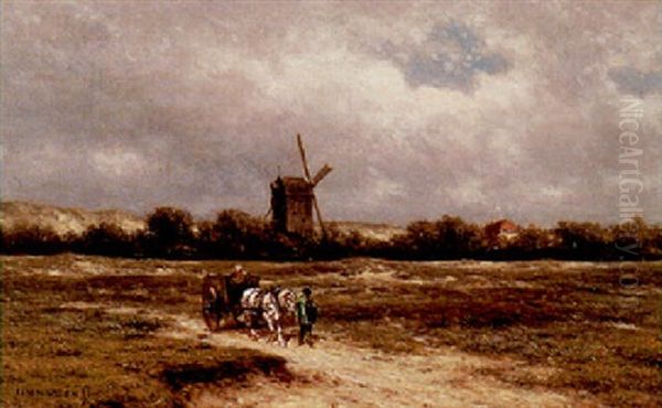 The Doesburgermolen, Ede Oil Painting by Jacob Jan van der Maaten