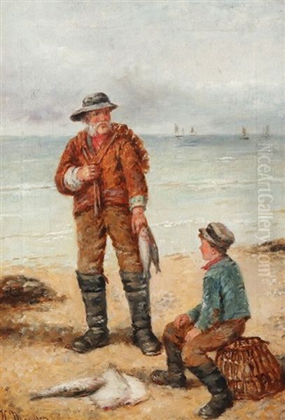 Fishermen With Their Catch Oil Painting by Hamilton Macallum