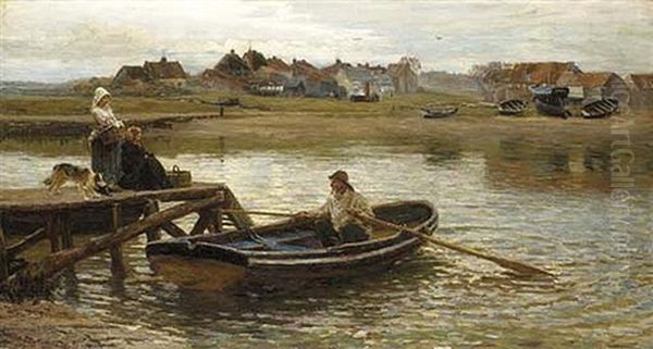 Walberswick Ferry Oil Painting by Hamilton Macallum