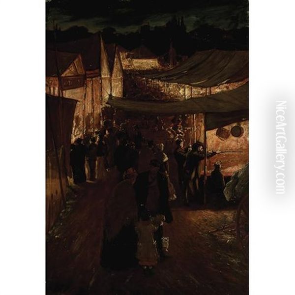 The Fairground By Night Oil Painting by James Macbeth